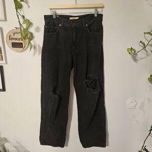 Levi Strauss Black Distressed Boyfriend Jeans